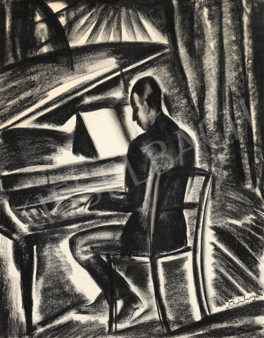  Schönberger Armand - Zongorázó férfi, 1930 körül | 73. Téli aukció aukció / 101 tétel