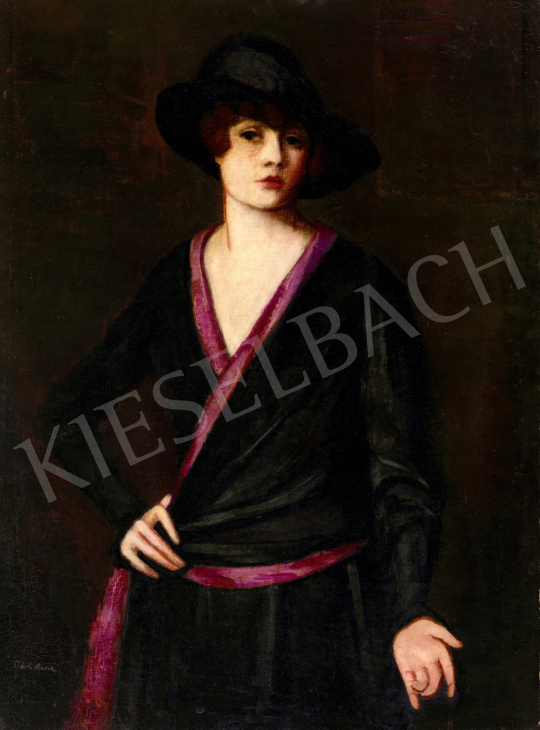 Lehel Mária - Kalapos önarckép, 1910-es évek | 73. Téli aukció aukció / 107 tétel