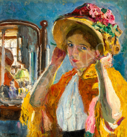  Perlmutter, Izsák - Young Girl in a Hat with Her Reflection, c. 1910 | 73rd Winter Auction auction / 125 Lot