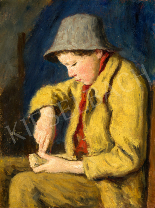  Glatz Oszkár - Fiú kalapban, 1946 | 73. Téli aukció aukció / 131 tétel