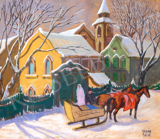  Kádár, Béla - Small Town Winter with Horse Carriage, 1910s | 73rd Winter Auction auction / 143 Lot