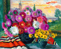 P. Kováts, Ferenc - Flower Still-Life in the Studio Window of Nagybánya 