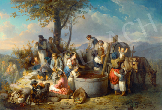 Molnár József - Szüret a budai hegyekben (Rózsadomb, háttérben a Gellért-heggyel), 1858 | 73. Téli aukció aukció / 170 tétel