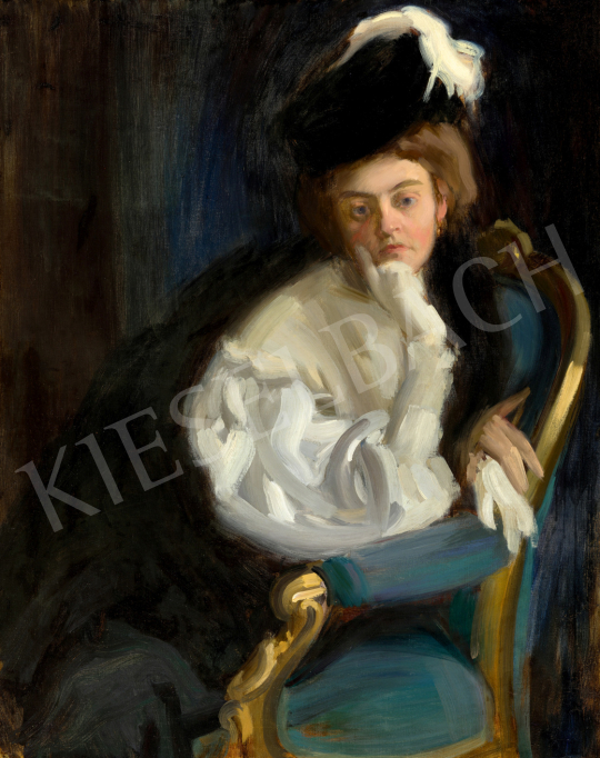  Vaszary János - Hölgy kalapban, 1905-1906 között | 73. Téli aukció aukció / 183 tétel