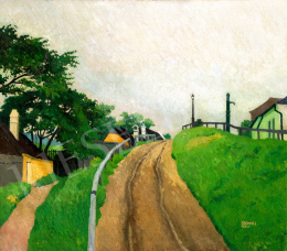  Szőnyi, István - Tabán of Buda (Street of Tabán, Gellért Hill in the Background, Suburban Road), 1913 