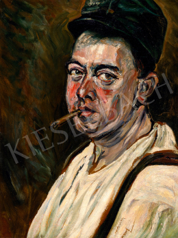  Scheiber Hugó - Katonasapkás önarckép, 1917 körül 