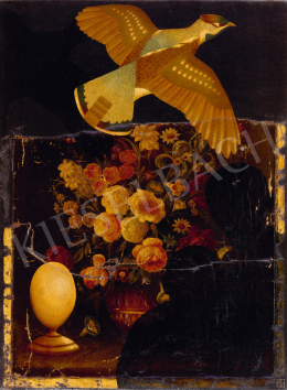  Szemadám György - Régi festmény madárral, 1990-es évek eleje 