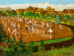 Dobay Ferenc - Budapesti tenisziskola (Széna tér, háttérben a János-heggyel), 1934 
