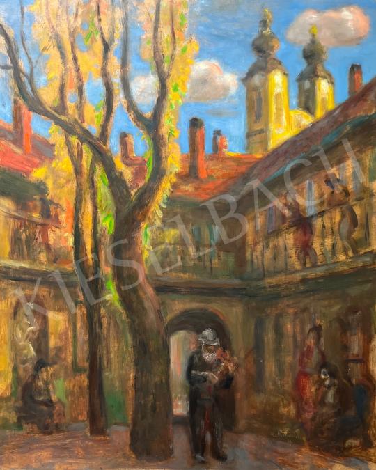 For sale  Szabó, Vladimir - Wandering violinist in the courtyard of a house in Óbuda, 1982  's painting