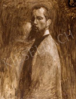 Göröncsér Gundel, János - Self-Portrait in a Painter Jacket (Self-Portrait in Nose Glasses), c. 1906 