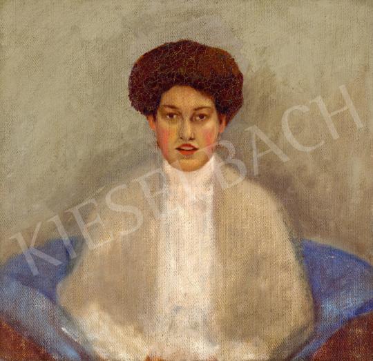 Eladó Konstantin Frida - Fiatal nő bécsi fotelben, 1910-es évek festménye