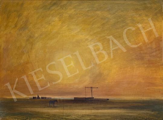For sale  Kurucz, D. István (Kurucz Dezső István) - Sunset with heron boat, 1977  's painting