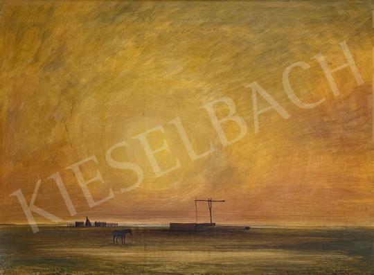  Kurucz, D. István (Kurucz Dezső István) - Sunset with heron boat, 1977  painting