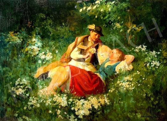 Eladó  Vidai Brenner Nándor - Szerelmesek a fűben (Udvarlás) festménye