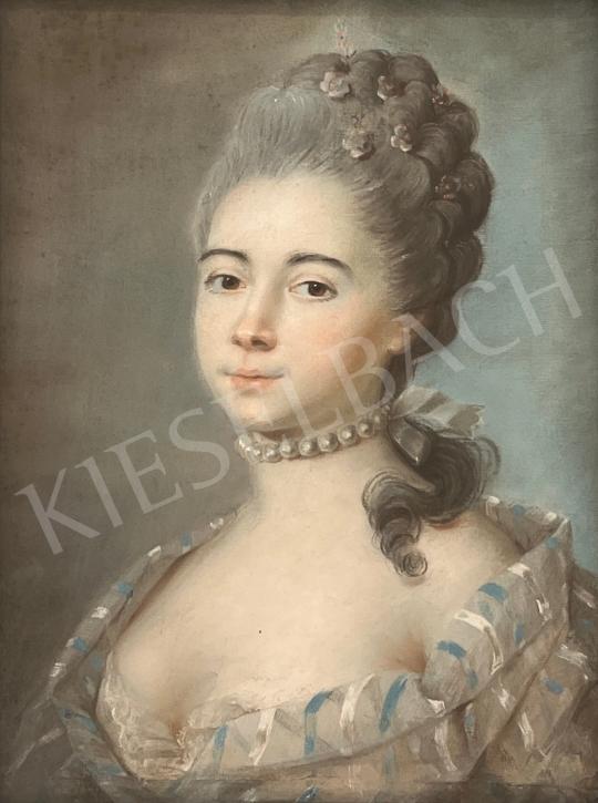 Ismeretlen festő - Francia arisztokrata hölgy gyöngysorral  festménye