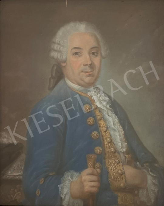 Unknown painter - Portrait of a French nobleman in blue overcoat (18th century) painting