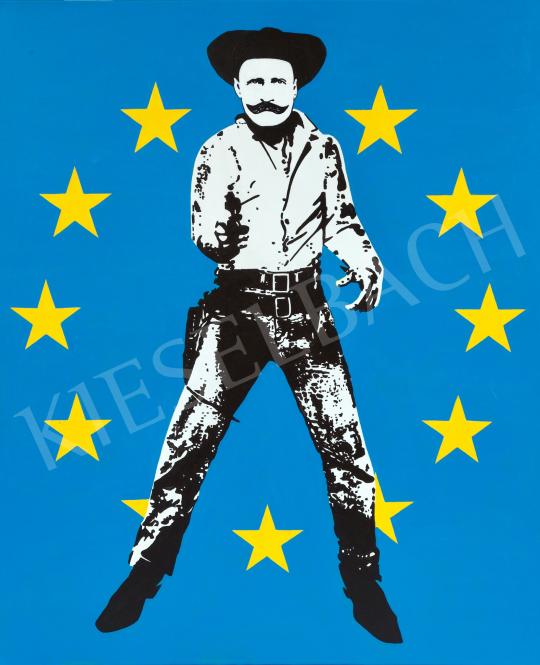 Eladó  drMáriás - Rózsa Sándor felszabadítja az Európai Uniót Warhol műtermében, 2024  festménye
