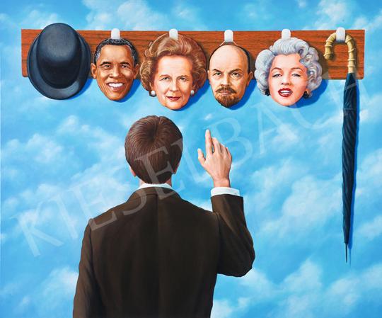 Eladó  drMáriás -  Ma melyiket válasszam Magritte műtermében, 2024 festménye