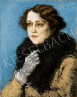 Rippl-Rónai, József - Lady in White Gloves with White Fur Collar (The Portrait of Terka Linzer) (1923)