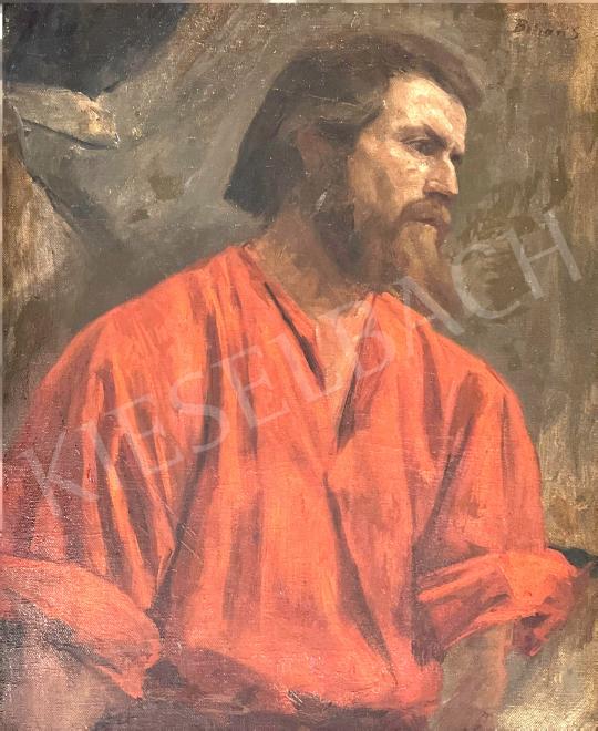 Eladó Bihari Sándor - Vörös inges férfi festménye