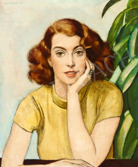  Zádor, István - Young Woman in a Yellow Pullover, 1935 painting