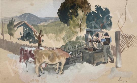 For sale  Szőnyi, István - Cows at the wheel well  's painting