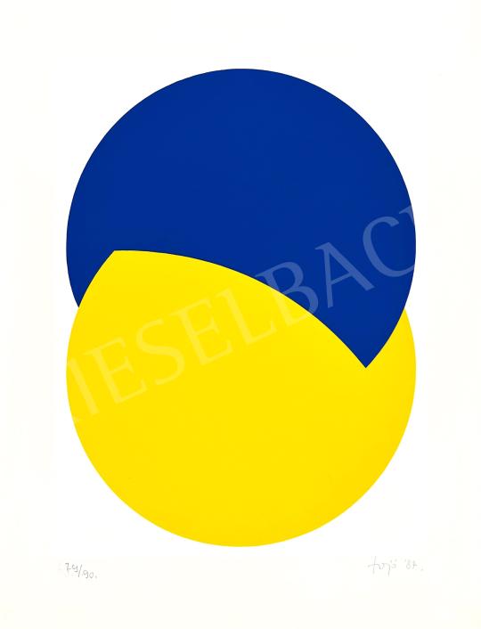 Eladó  Fajó János - Formametszés (kék), 1987 festménye