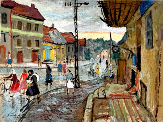 Eladó  Czene Béla - Eső után Sárospatakon, 1959  festménye