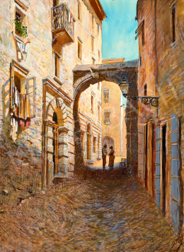  Mednyánszky, László - Rendezvous in Italy (Italian Town), c. 1880 