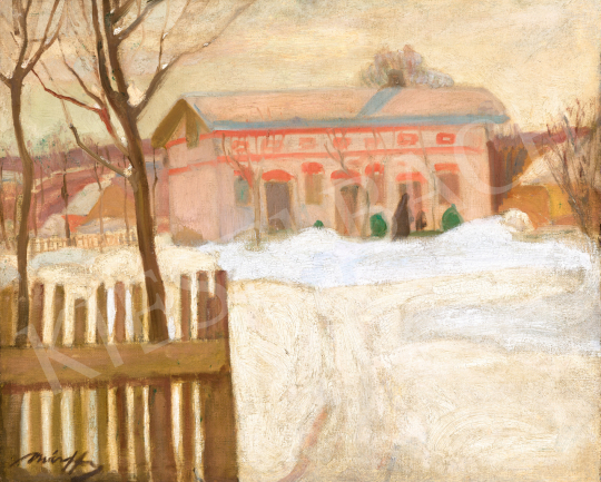  Márffy, Ödön - The Pink House (In a Snowy Garden), c. 1907 painting