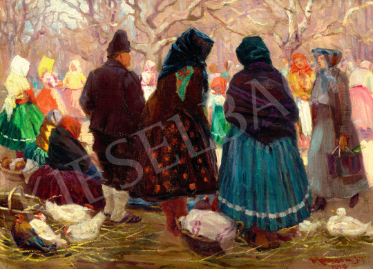  Mousson, Tivadar - Marketplace Scene, 1916 painting