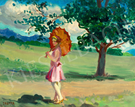 Thorma János - Nagybányai séta (A piros napernyő) festménye