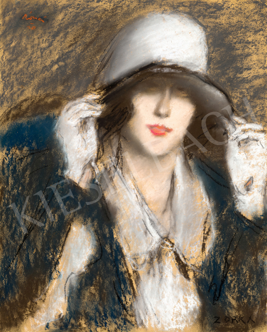 Rippl-Rónai József - Fehér kalapos kesztyűs lány (Zorka), 1920 festménye