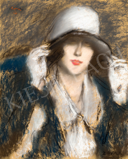 Rippl-Rónai József - Fehér kalapos kesztyűs lány (Zorka), 1920 