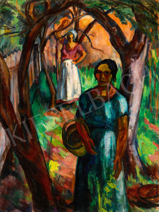  Perlrott Csaba, Vilmos - In the Garden at Nagybánya, 1910s painting