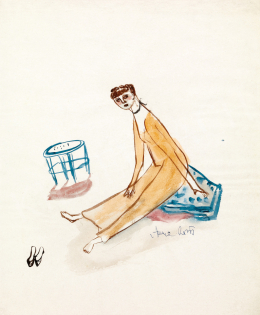  Anna, Margit - Relaxed Self-Portrait on a Bloe Pillow, 1940 