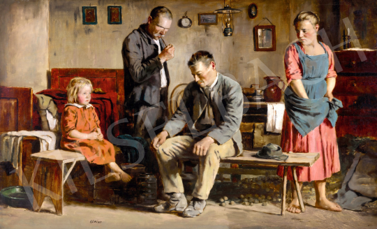  Kemény Nándor - In the Room (Walnut, Apron, Oil Lamp) painting