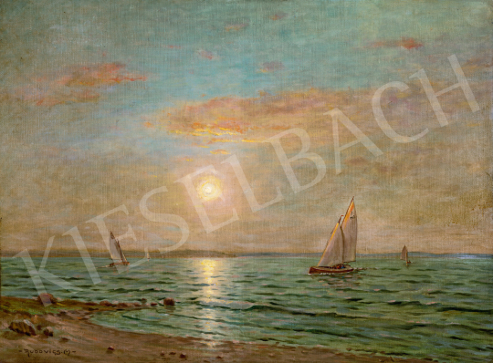Rubovics, Márk - Sailboats on Lake Balaton painting