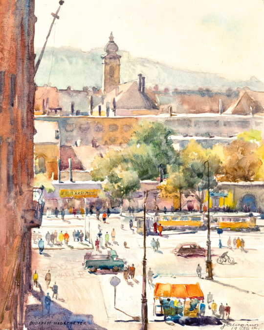  Jálics János - Madách Square (Budapest), 1956 painting