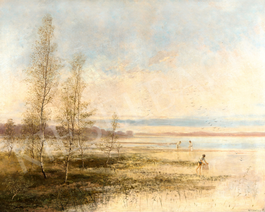 Eladó  Mesterházy Kálmán - Horgászó fiúk a Balatonnál festménye