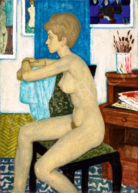  Czene Béla - Fiatal lány, 1969 festménye