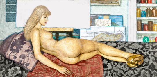 For sale  Czene, Béla jr. - Reclining Nude (Blonde Model), 1985 's painting