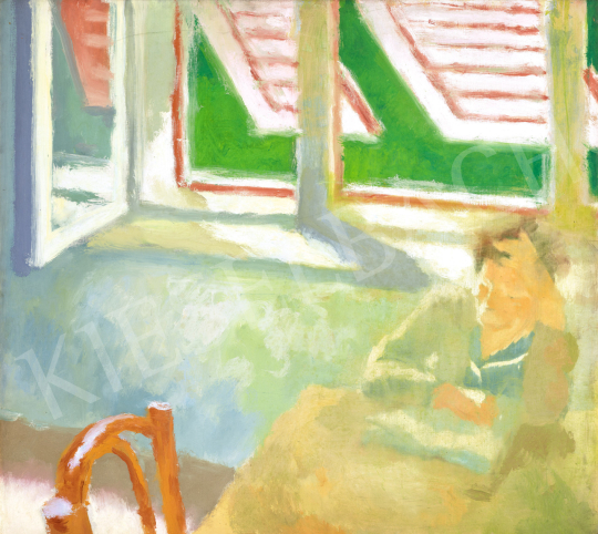  Szőnyi István - Ablaknál olvasó nő, 1940-es évek eleje festménye