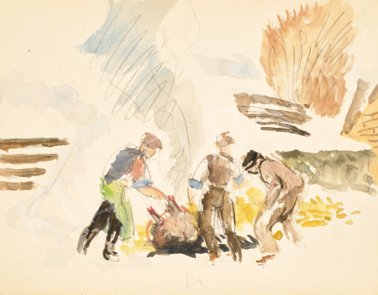  Szőnyi, István - Pig Slaughter, mid 1950s painting