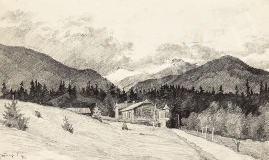  Szőnyi István - Tátralomnic (Üdülő hegyekkel), 1915 festménye