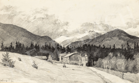  Szőnyi István - Tátralomnic (Üdülő hegyekkel), 1915 festménye
