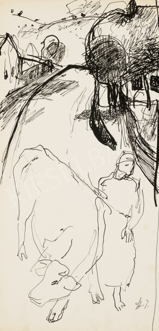  Szőnyi István - Nő tehénnel, 1938 festménye