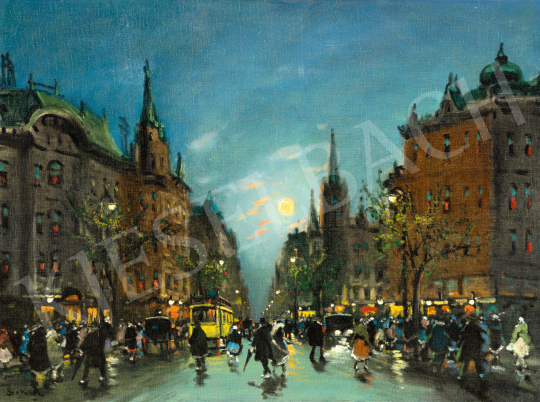  Berkes, Antal - Evening Hustle and Bustel on the Boulevard painting