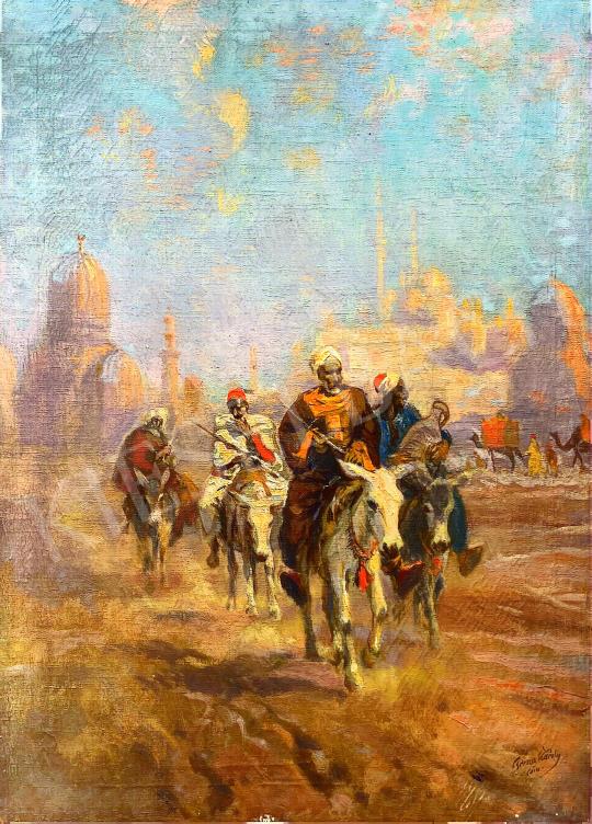 Cserna Károly - Keleti jelenet (Úton) , Kairó  festménye
