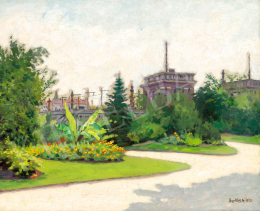  Berkes Antal - Budapest (Park a régi Margit-híd budai hídfőjénél), 1912 